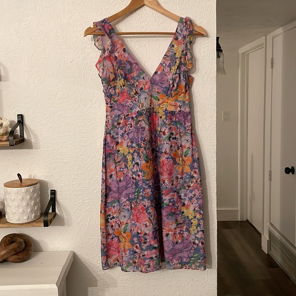 Theory lightweight floral summer midi dress size 0 - Picture 4 of 7